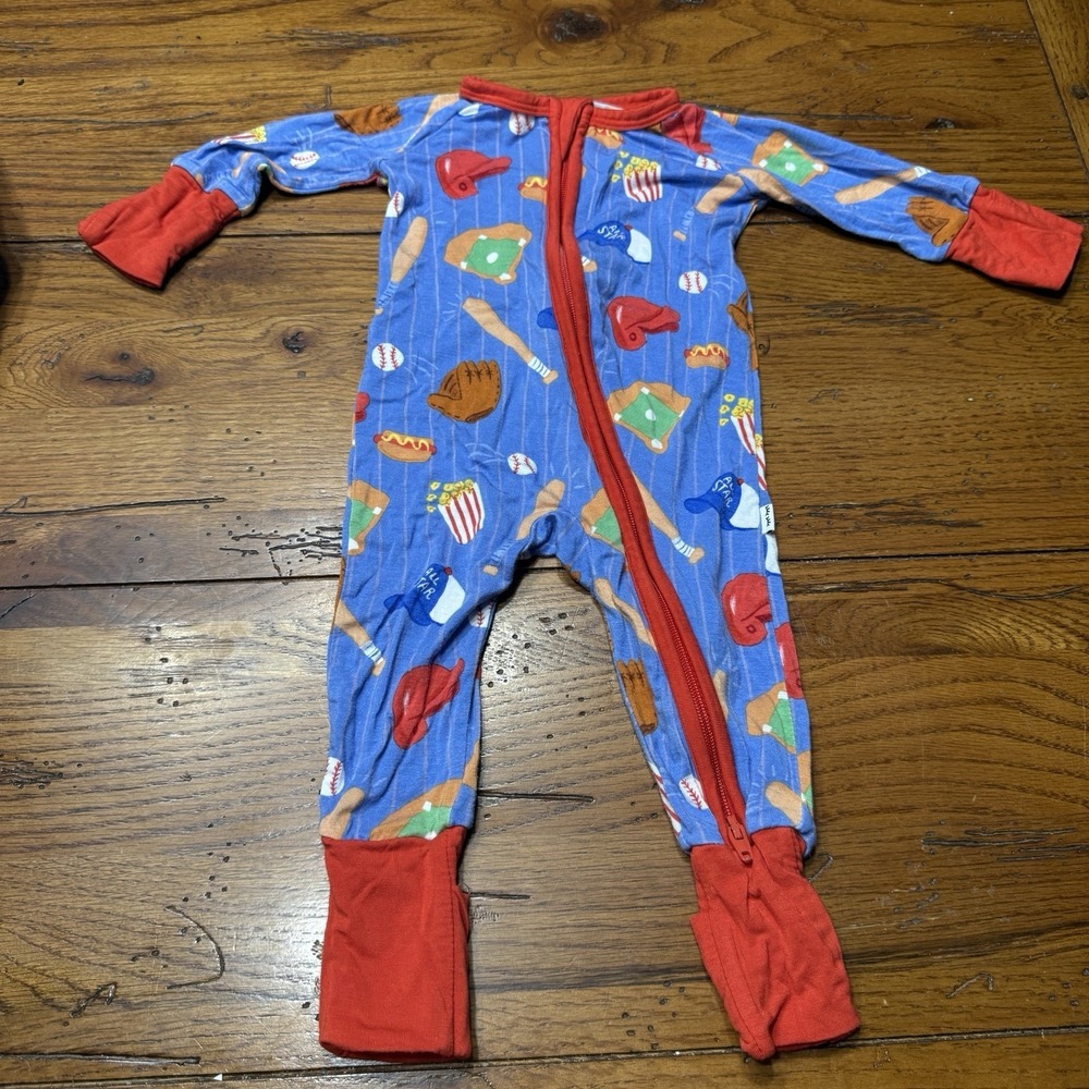 Little Sleepies Baseball Romper Zippy Newborn Bamboo Spandex
